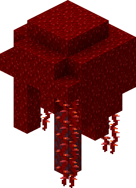 An isometric render of huge crimson fungi in 20w06a.