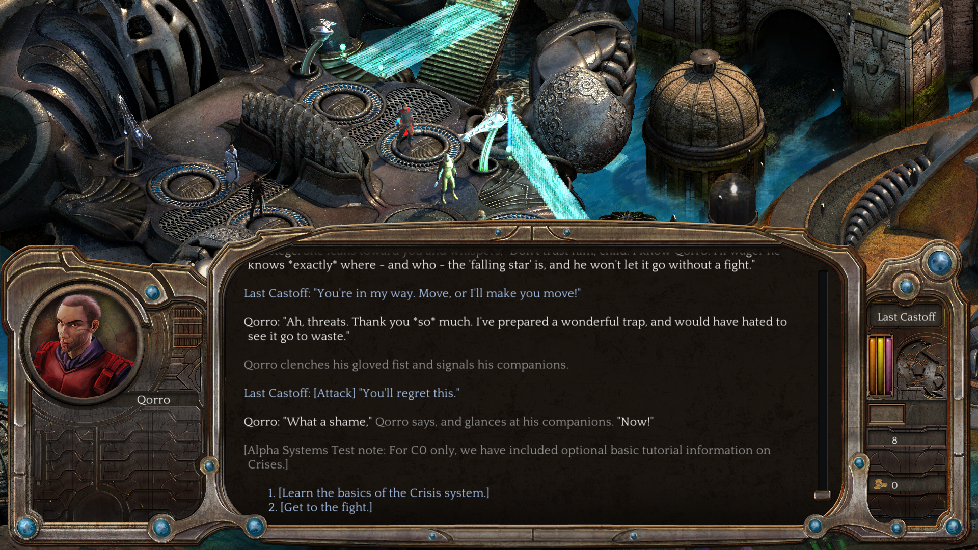 Pre-crisis and Alpha system test note on basic crisis tutorial