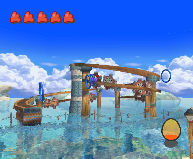 Taking the green egg ring brings you through a series of blue egg rings giving a somewhat scenic view of the level. Taking the green egg ring brings you through a series of blue egg rings giving a somewhat scenic view of the level.