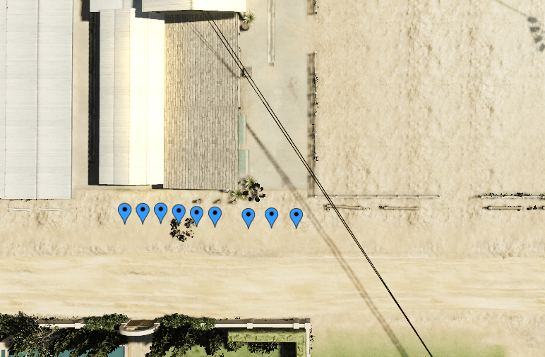 The positions rendered in-game. (Each blue marker is a position.) The positions rendered in-game. (Each blue marker is a position.)