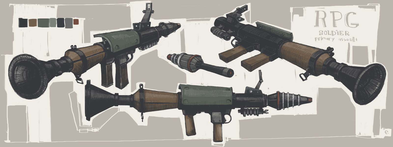 Rocket Launcher concept art. Rocket Launcher concept art.