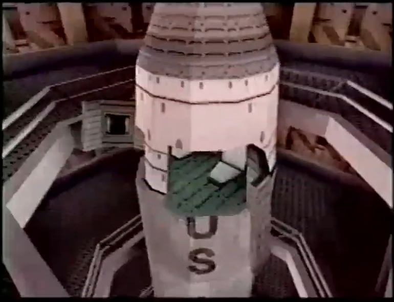 26:54 The open rocket in the missile silo, showing seats. This possibly could've taken the player to the ISS/moon levels before being repurposed into a nuclear missile.