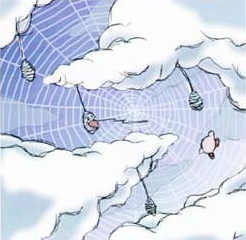 "Cloud and Spider", an early version of Shiver Star 2 where Kirby had to climb a giant spider's web. "Cloud and Spider", an early version of Shiver Star 2 where Kirby had to climb a giant spider's web.