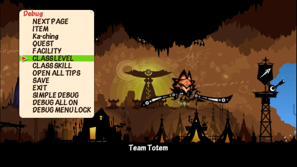 The debug menu in the hideout. The debug menu in the hideout.