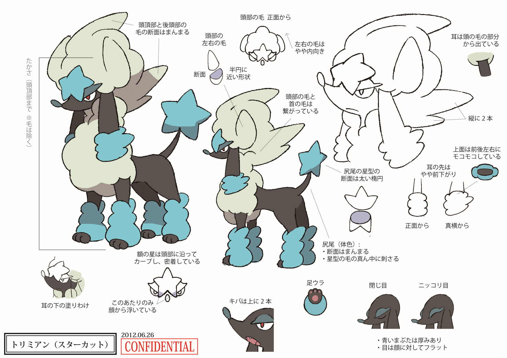 PokeXY_ConceptArt_トリミアン_スターカット_三面図.png PokeXY_ConceptArt_トリミアン_スターカット_三面図.png
