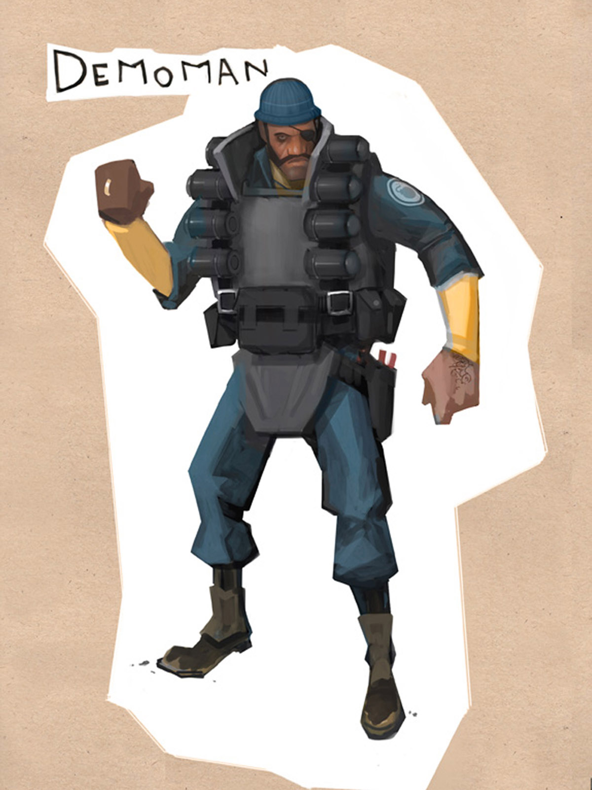 The BLU concept art that the super early 2005 skin may be the RED equivalent of.