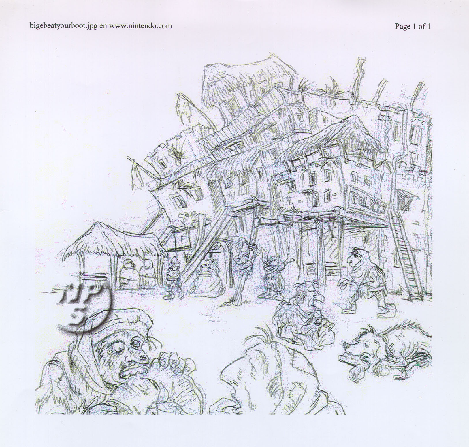 Concept art by Itoh of the "Pirate Village" according to Nintendo.com, which likely became Great Scale Village. Note the "POLKY'S" at the corner, which may or may not be related to Porky and the Pigmask Army. Concept art by Itoh of the "Pirate Village" according to Nintendo.com, which likely became Great Scale Village. Note the "POLKY'S" at the corner, which may or may not be related to Porky and the Pigmask Army.