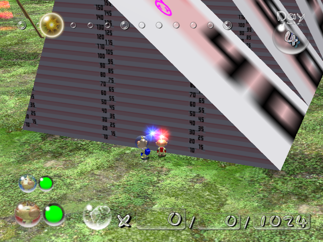 These walls are used to test the player and the Pikmin's movements on sloped surfaces.