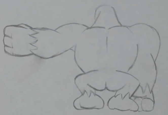 Another drawing of Donkey Kong with his fist out just now from the back. Another drawing of Donkey Kong with his fist out just now from the back.