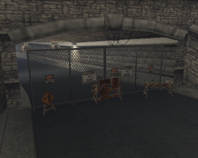The barricade blocking the tunnel. The barricade blocking the tunnel.