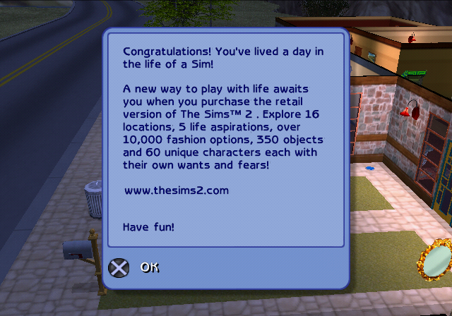 Demo-exclusive ending message Demo-exclusive ending message