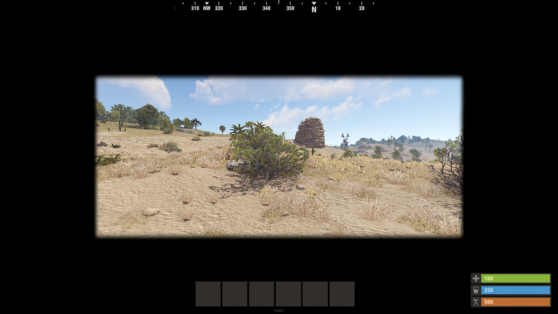 First-person screenshot of the Barrel Costume when it is equipped.