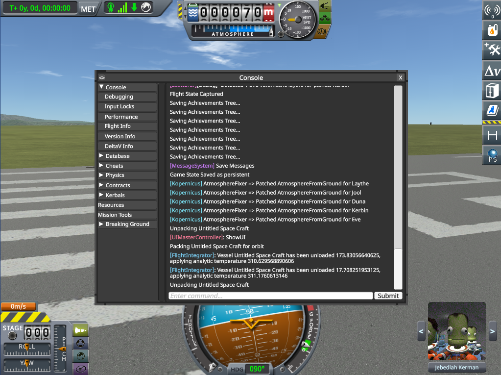 The KSP debug menu.