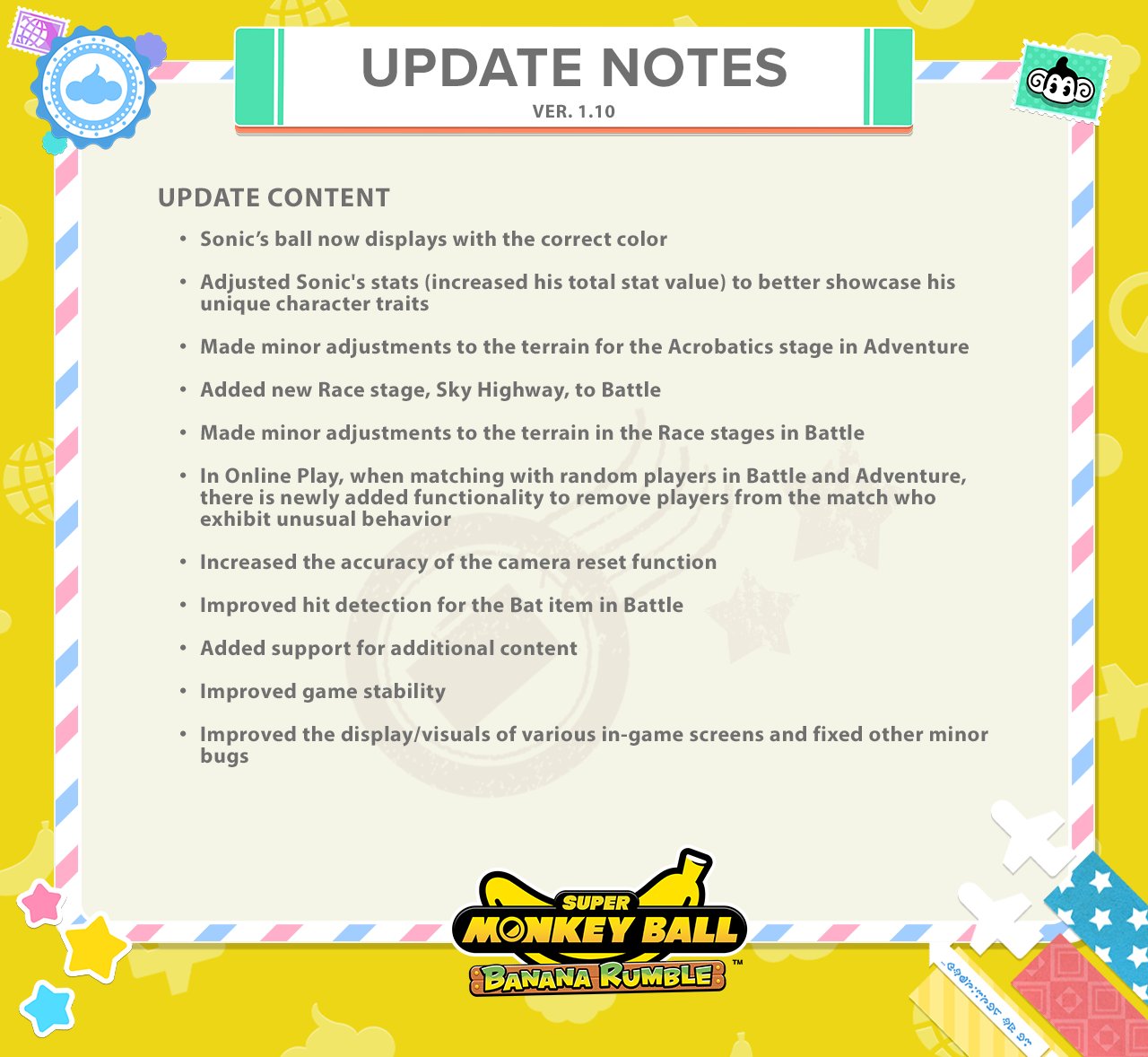 Official Version 1.10 patch notes