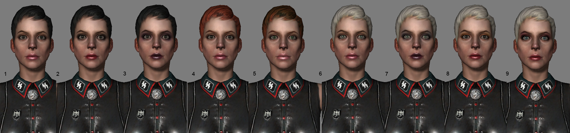 Ditto, with hair and eye color variations. Ditto, with hair and eye color variations.