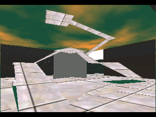 A narrow ramp with two entrances, which winds its way up to a small platform at its top. A narrow ramp with two entrances, which winds its way up to a small platform at its top.