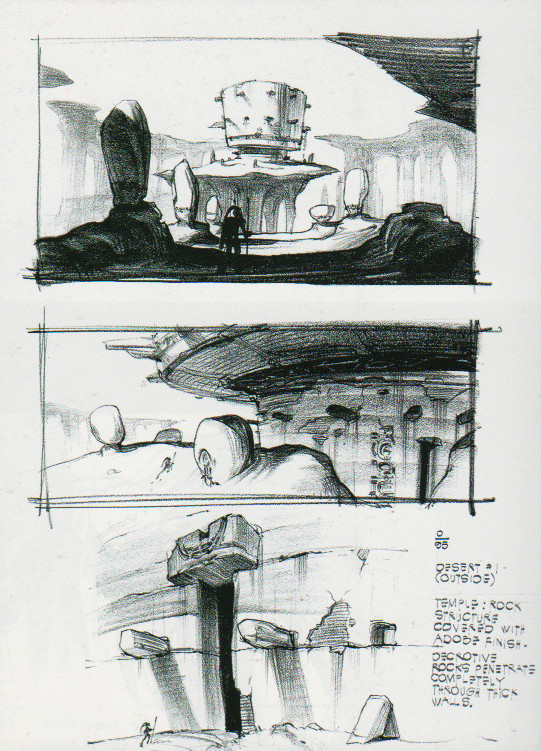 Sketches of Abe approaching the temple. Sketches of Abe approaching the temple.