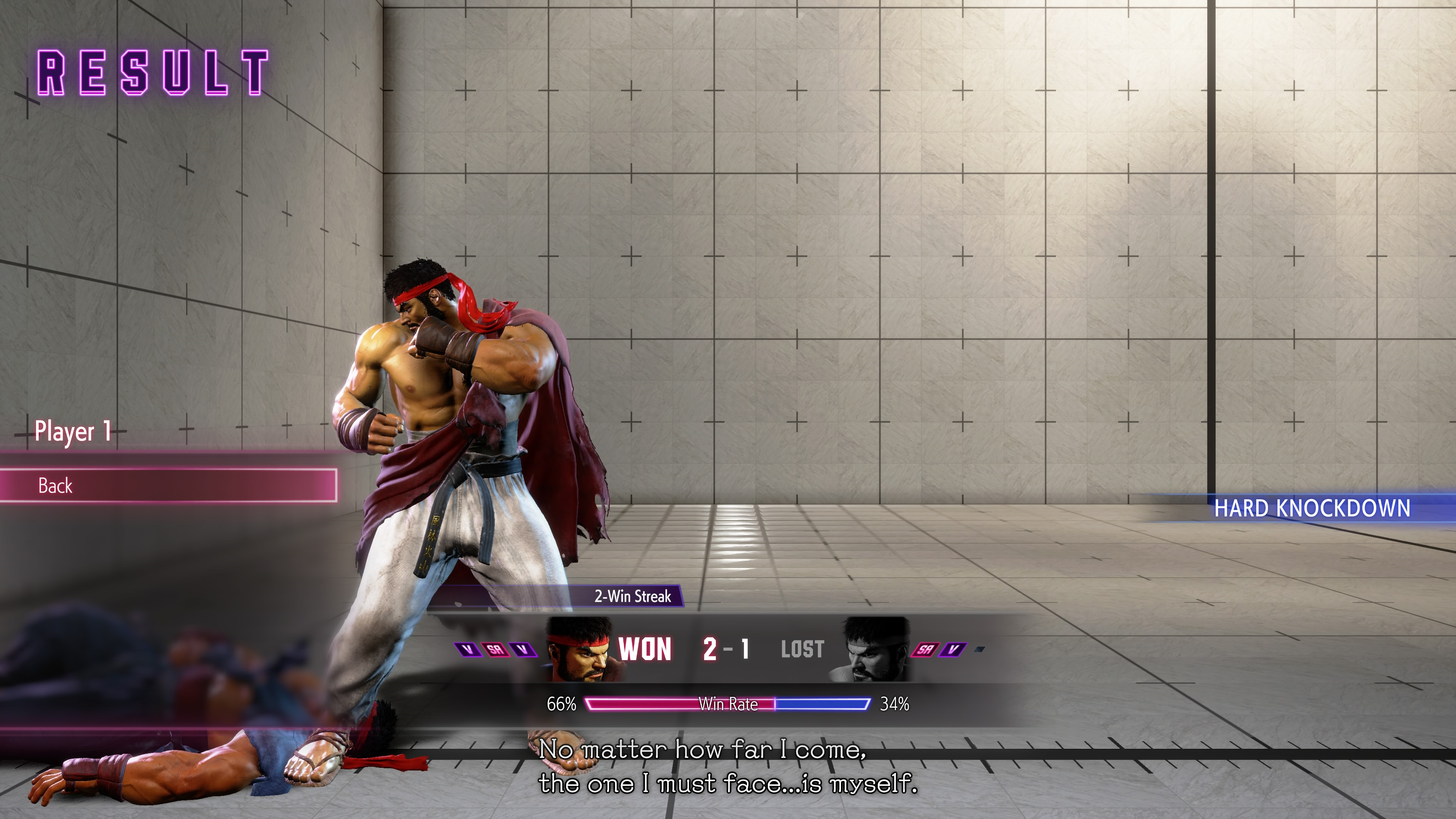 The Results screen, with the in-fight camera position still active. The Results screen, with the in-fight camera position still active.