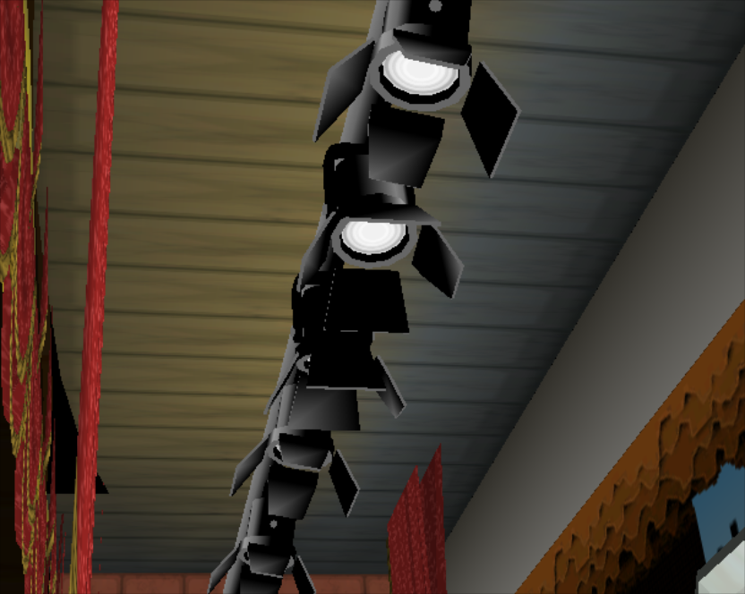 Much like every other stage, the Superstar Stage has a set of ceiling lights just barely above the curtains. However, these ones act as an occasional hazard and fall down to damage a character onstage.