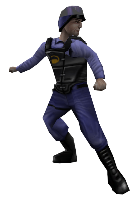 C1a4_top: A guard tries to get someone's attention, then pulls something, which causes him to fall down and land on his back. C1a4_top: A guard tries to get someone's attention, then pulls something, which causes him to fall down and land on his back.
