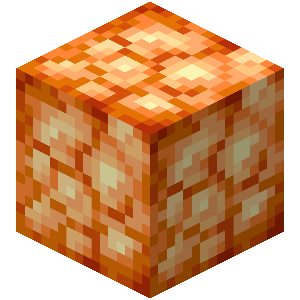 An isometric render of a shroomlight in 20w06a.