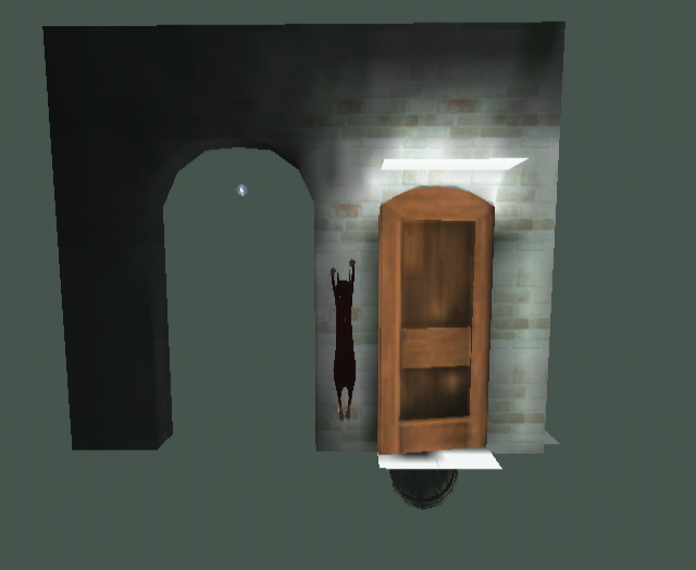 Even though there is no sensible reason for it, the entire kitchen wall by the closet door is fully modeled and properly lit for the slide too.
