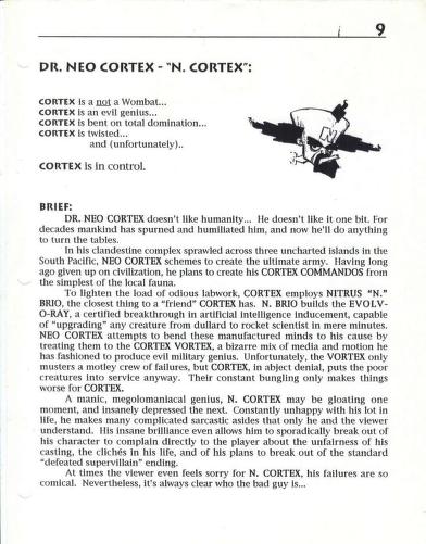 Dr. Cortex's character bio (August 1995). Dr. Cortex's character bio (August 1995).