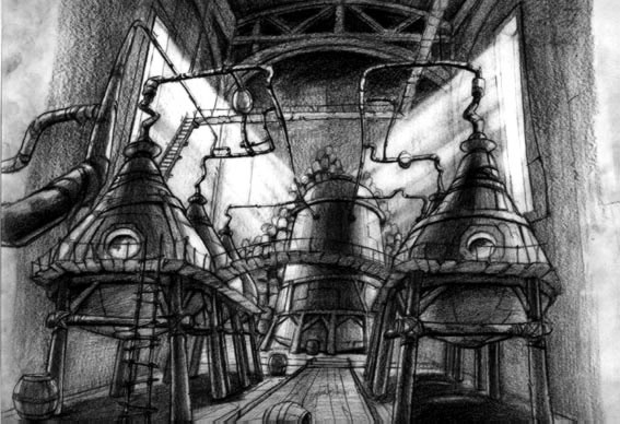 Concept art of giant fuel tanks. Concept art of giant fuel tanks.