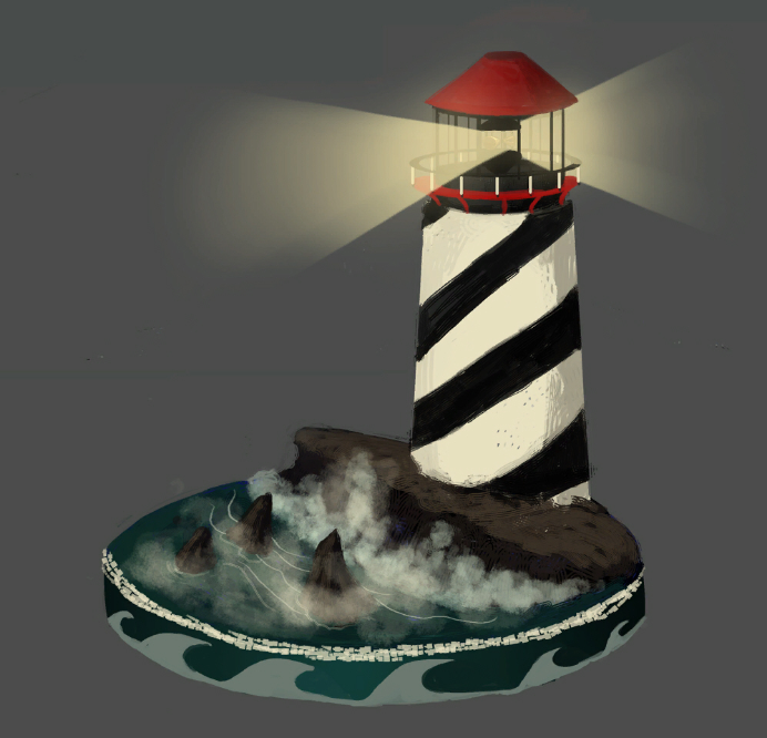 A lighthouse float. A lighthouse float.