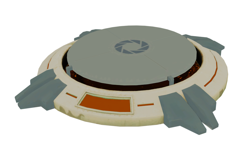 A recolor of the Portal 1 Floor Button, found in Portal 2's files and will show up when playing Portal 1 maps or when using the original models in a custom map.