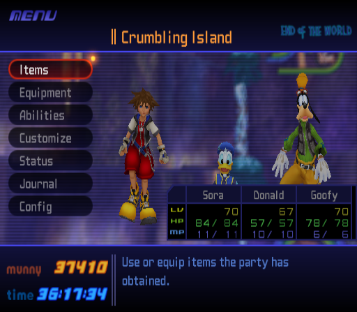 Pause menu header text for Crumbling Island. Pause menu header text for Crumbling Island.