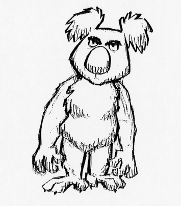 Sketch of a scrapped koala enemy. Sketch of a scrapped koala enemy.