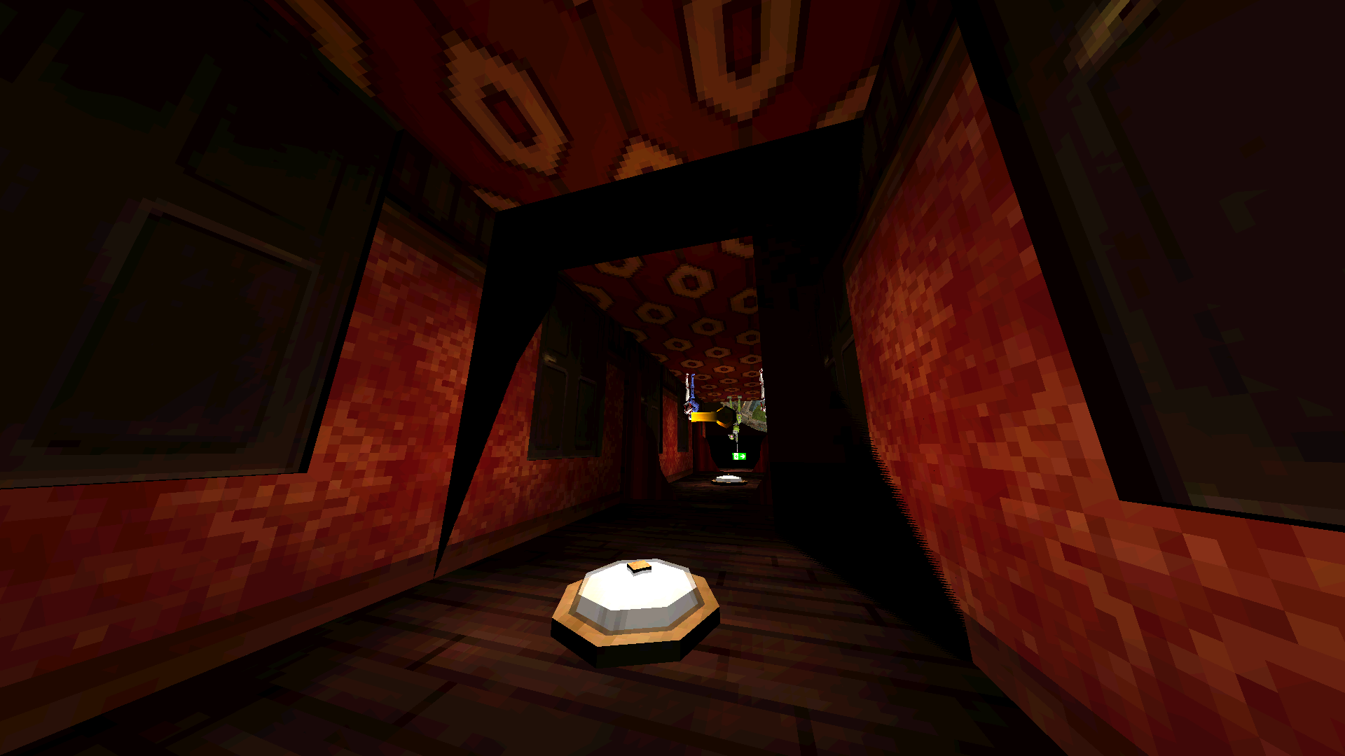 A close-up of the door frame intersecting the portal version, with visible z-fighting artifacts.