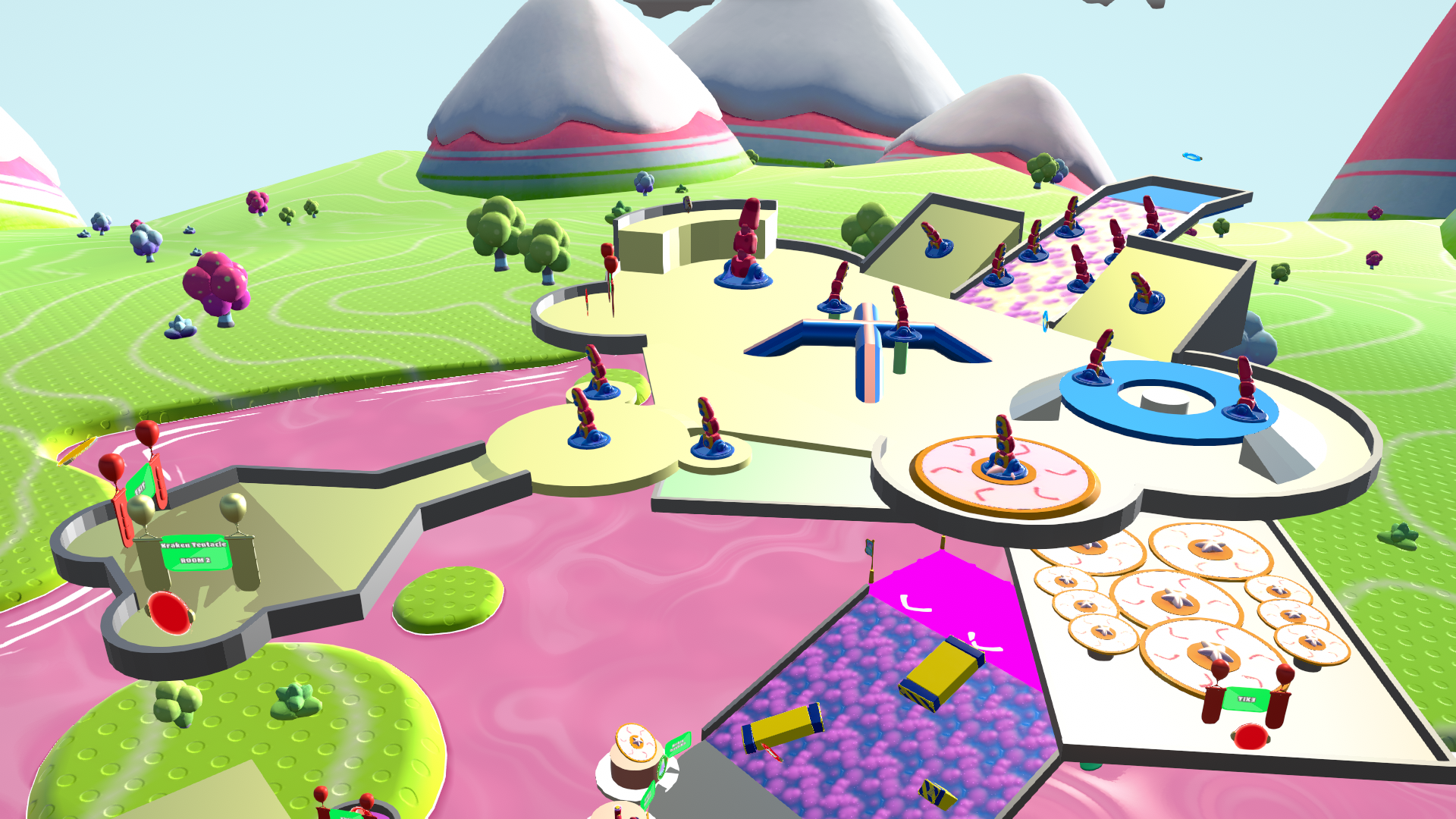 A second place for testing the Kraken Tentacles. It is identical to the first place, however the green and blue colors are swapped and the slime slide is using the slippery slide texture.
