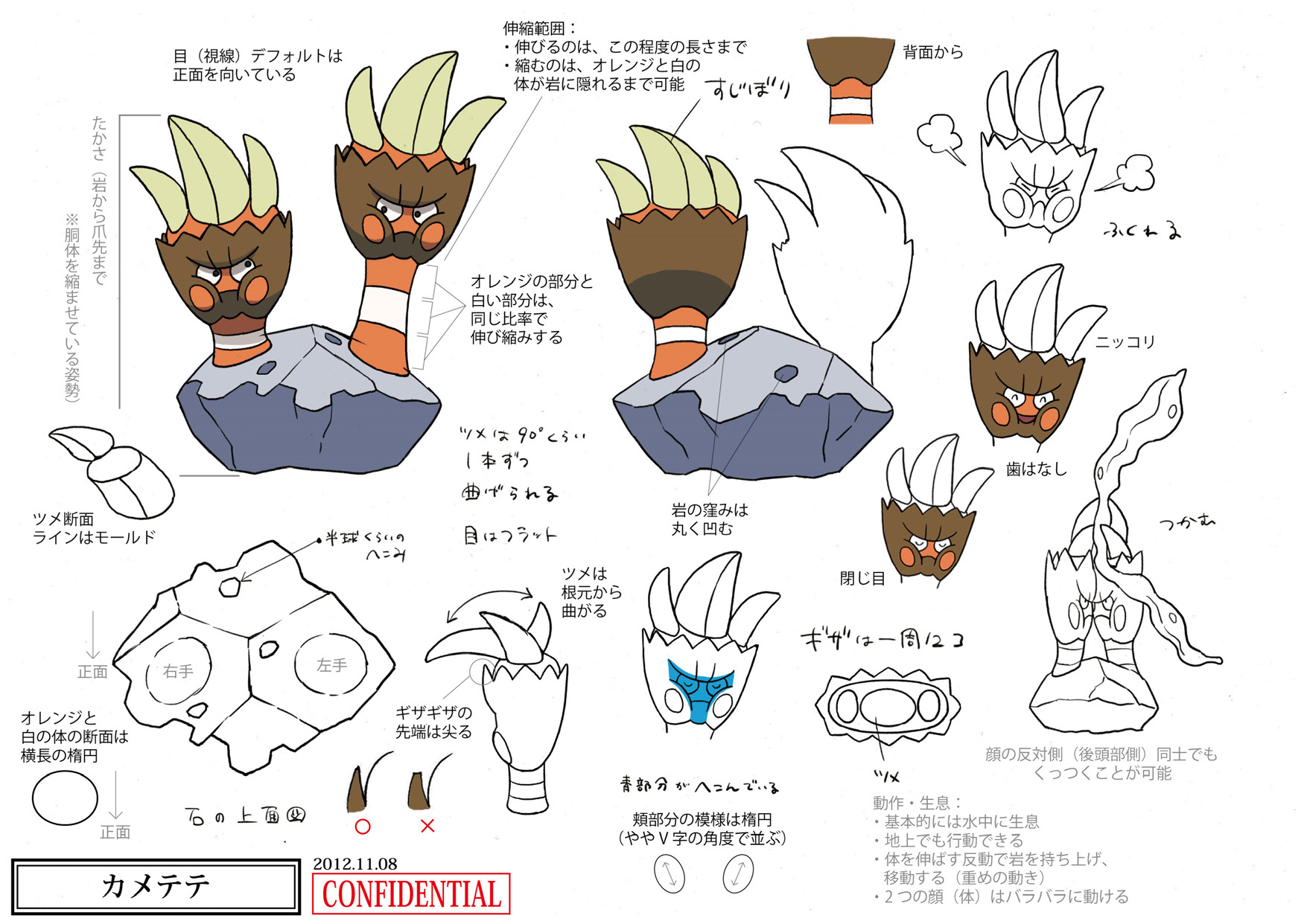 PokeXY_ConceptArt_カメテテ_三面図.png