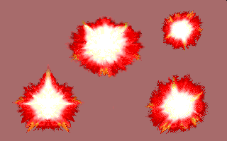 Muzzle flash graphics themselves used for the chain gun throughout the various revisions. Also used by the pistol, shotgun, rocket launcher, and BFG later on.