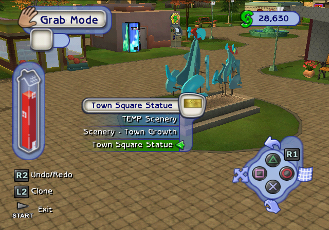 Selecting the Town Square Statue. Selecting the Town Square Statue.