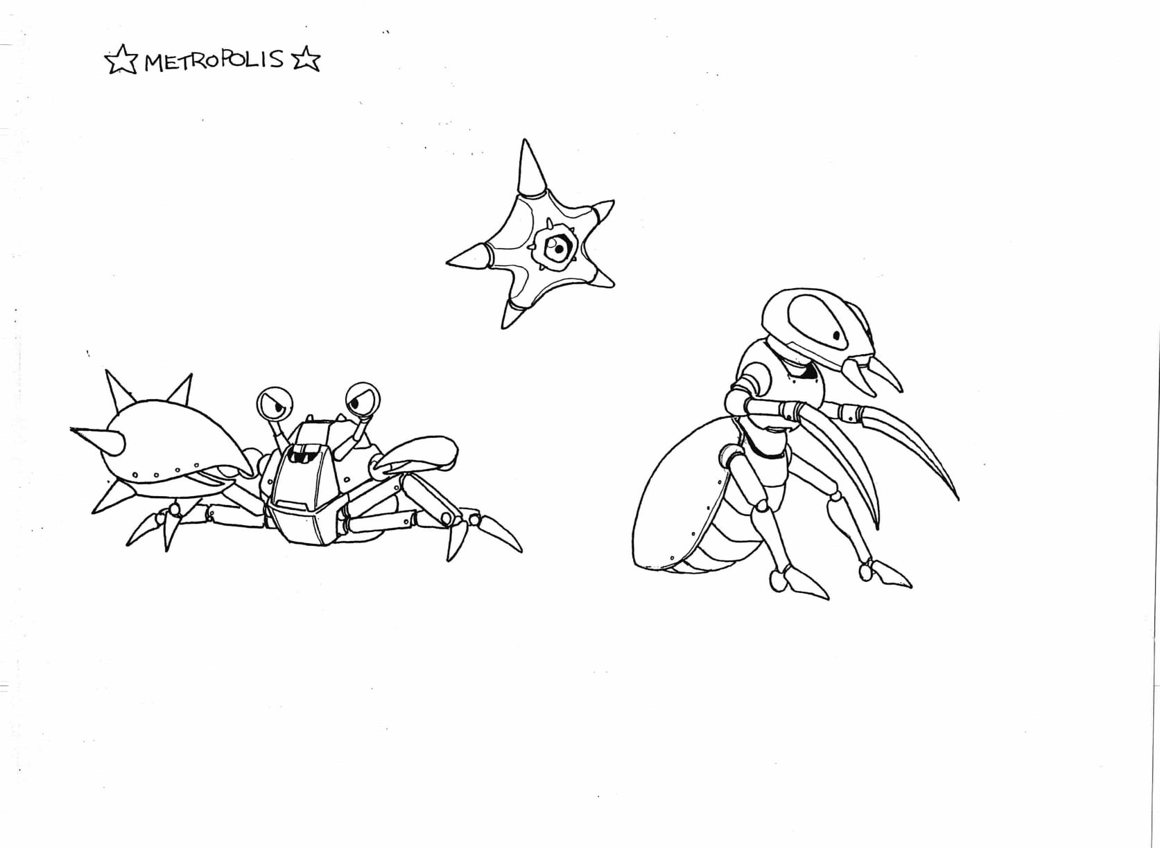 Metropolis Zone badniks (Shellcracker/Punch Crab, Asteron/Telstar, Slicer/Kamakiller). Metropolis Zone badniks (Shellcracker/Punch Crab, Asteron/Telstar, Slicer/Kamakiller).