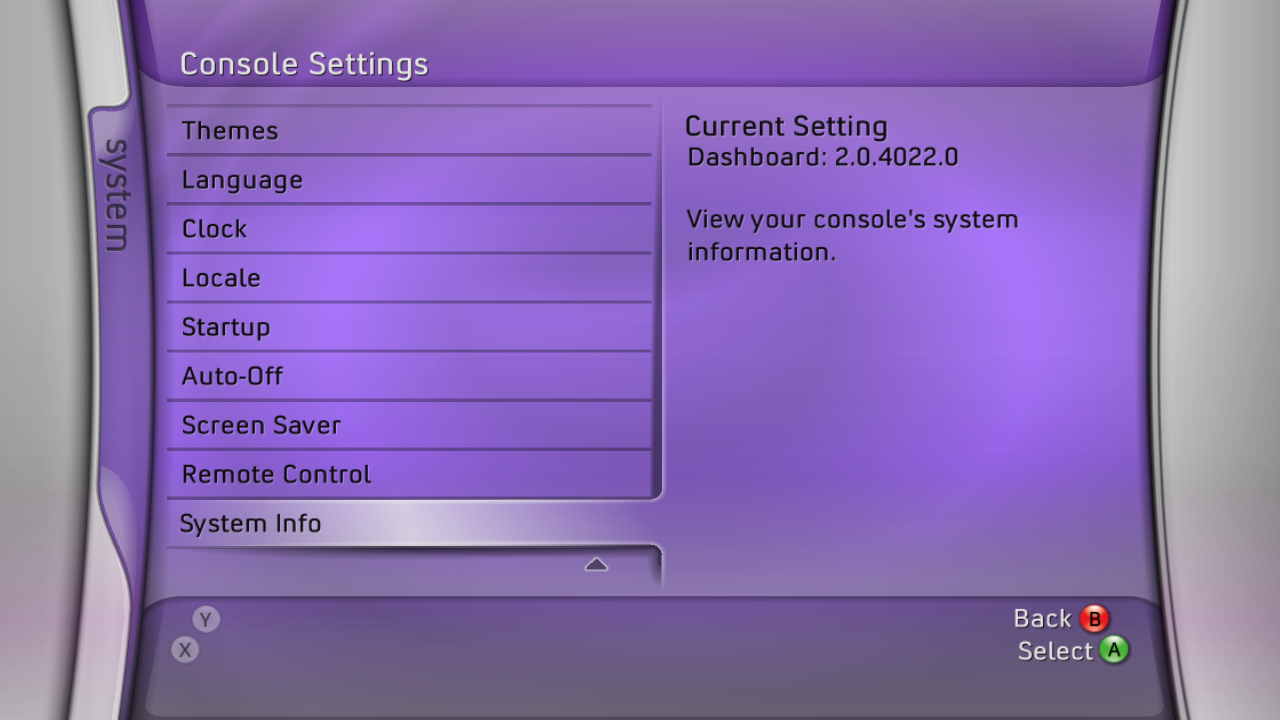 System Info button System Info button
