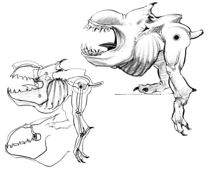 Slog anatomy and skeleton sketches.