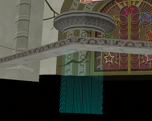 A column of blue light can be found under the pedestal by the Thousand-Year Door.