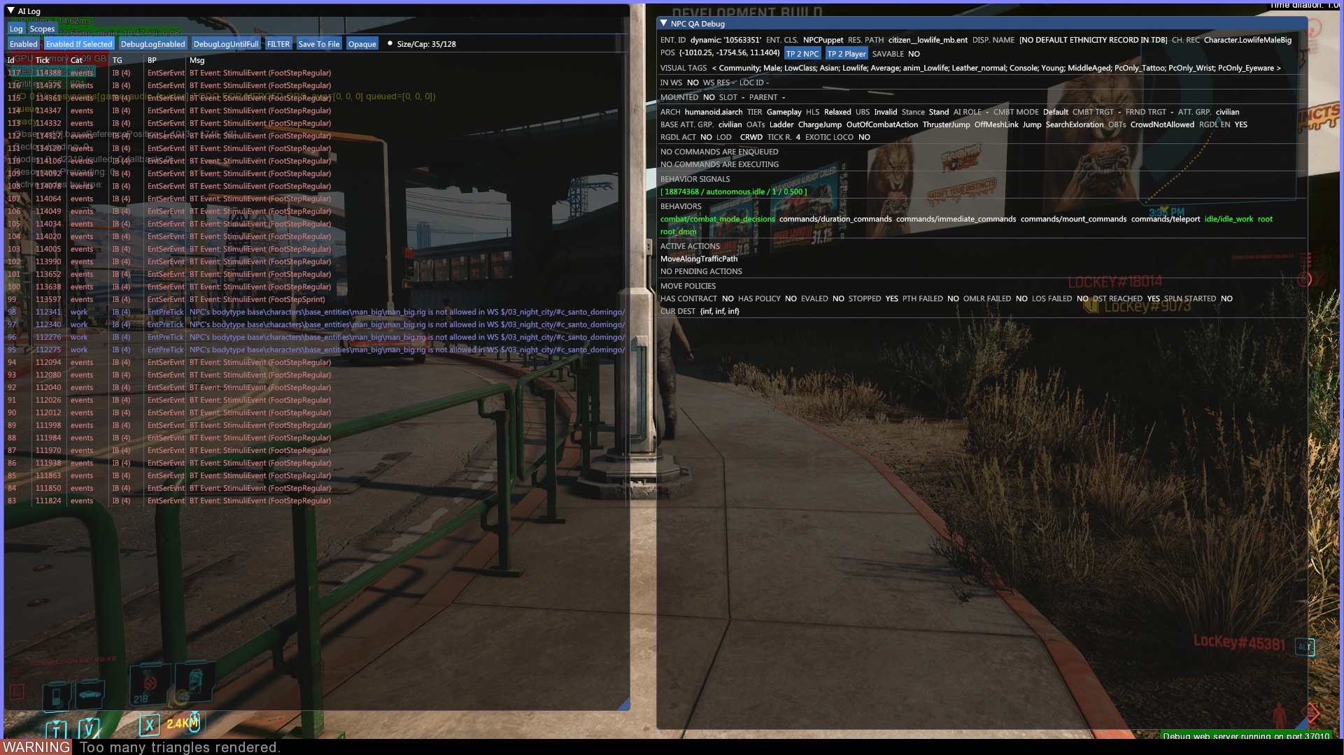 Debug info shown after pressing 4.