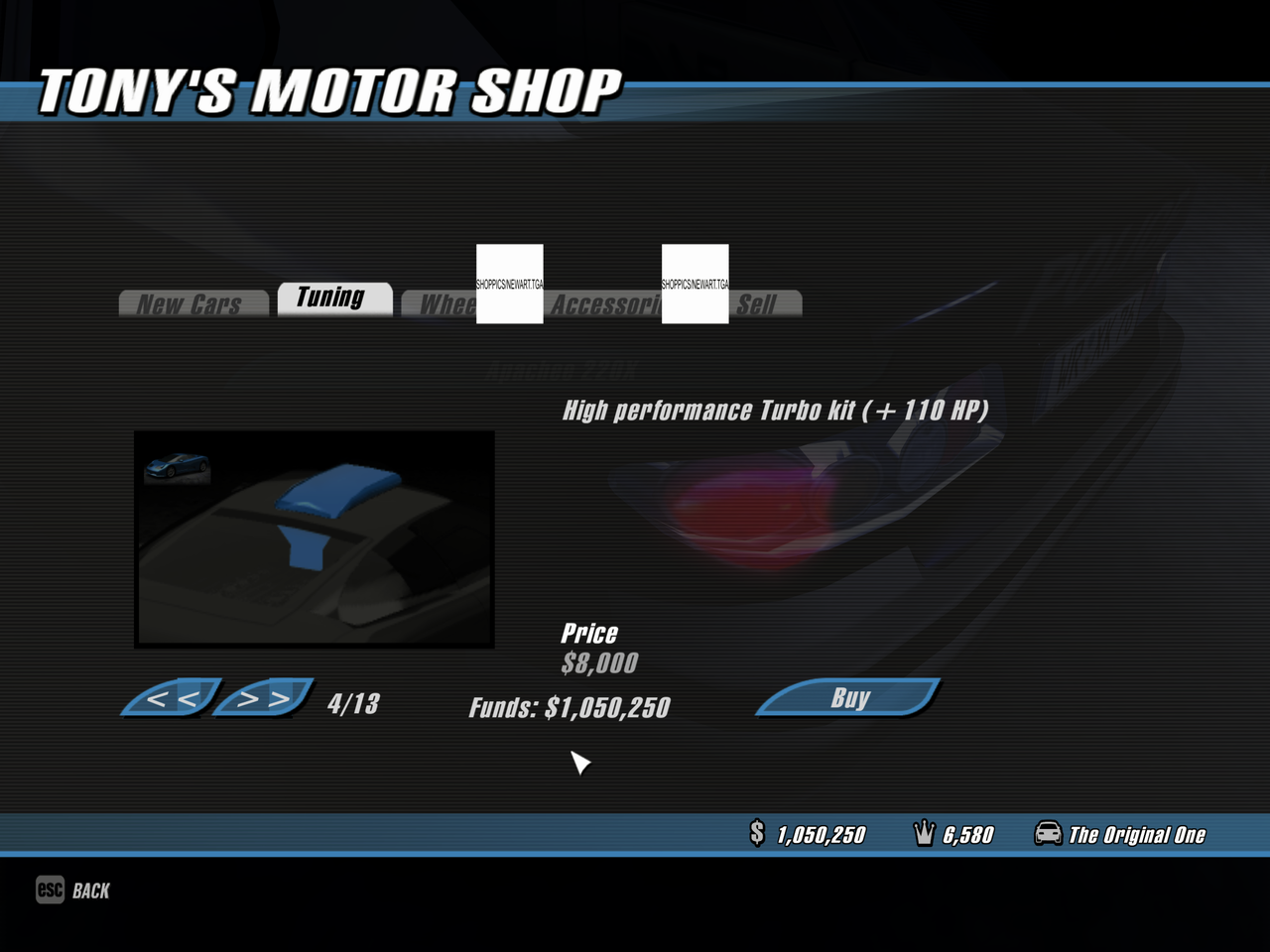 Car part to buy (w/ image preview) - featuring "Beta Apachee" car addon