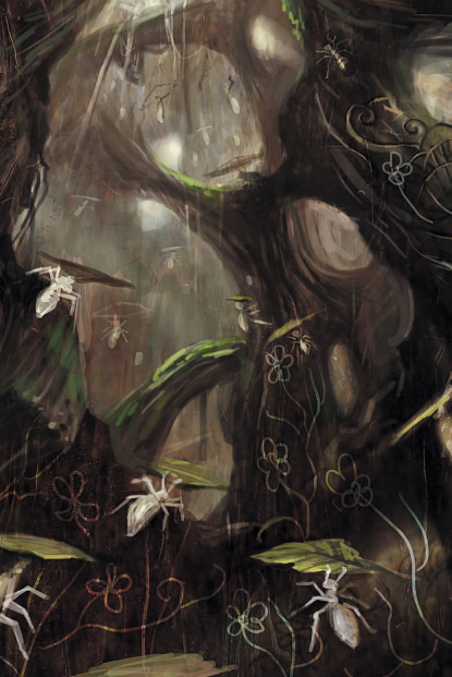 Ants climbing among trees. Ants climbing among trees. 