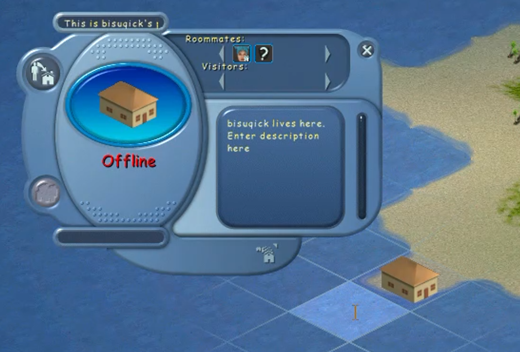 The HousePage with information on a player's house.
