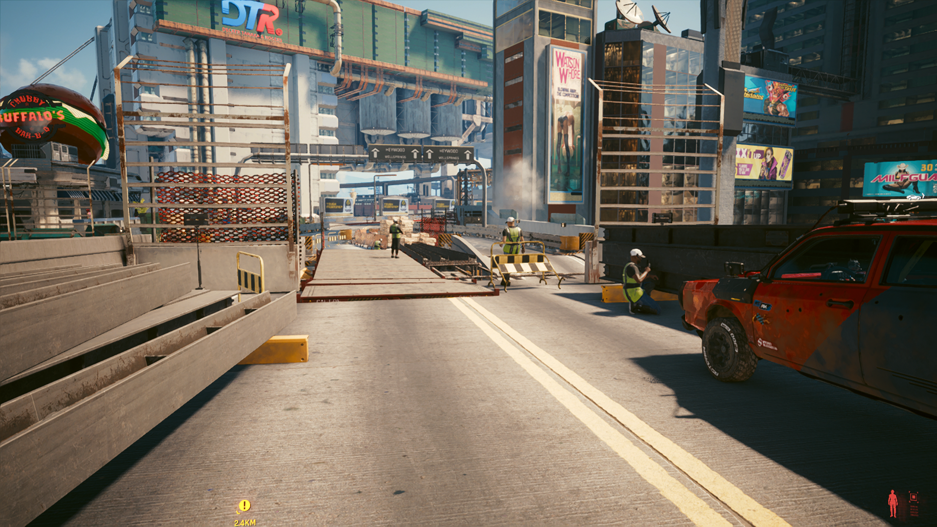 The ramp in The Glen is blocked by a more elaborate construction site, complete with NPCs The ramp in The Glen is blocked by a more elaborate construction site, complete with NPCs