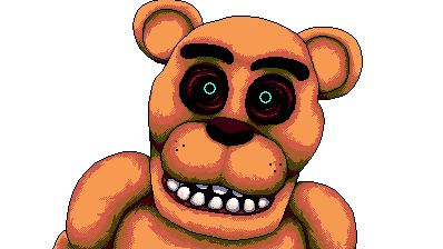 An old jumpscare of Freddy without a hat or bowtie. It's also traced from Bonnie's FNAF 1 jumpscare.