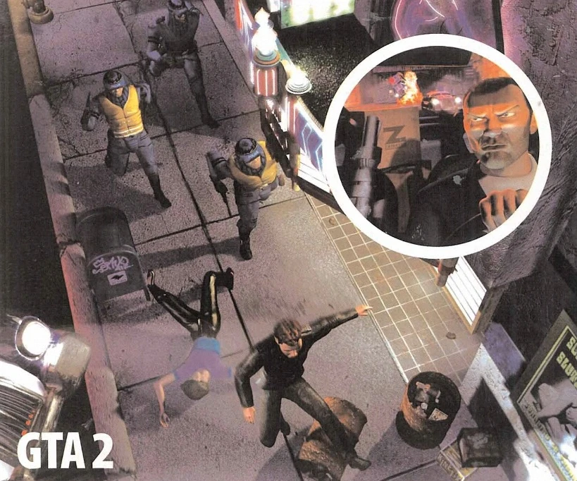 Claude escaping from the cops. Claude escaping from the cops.