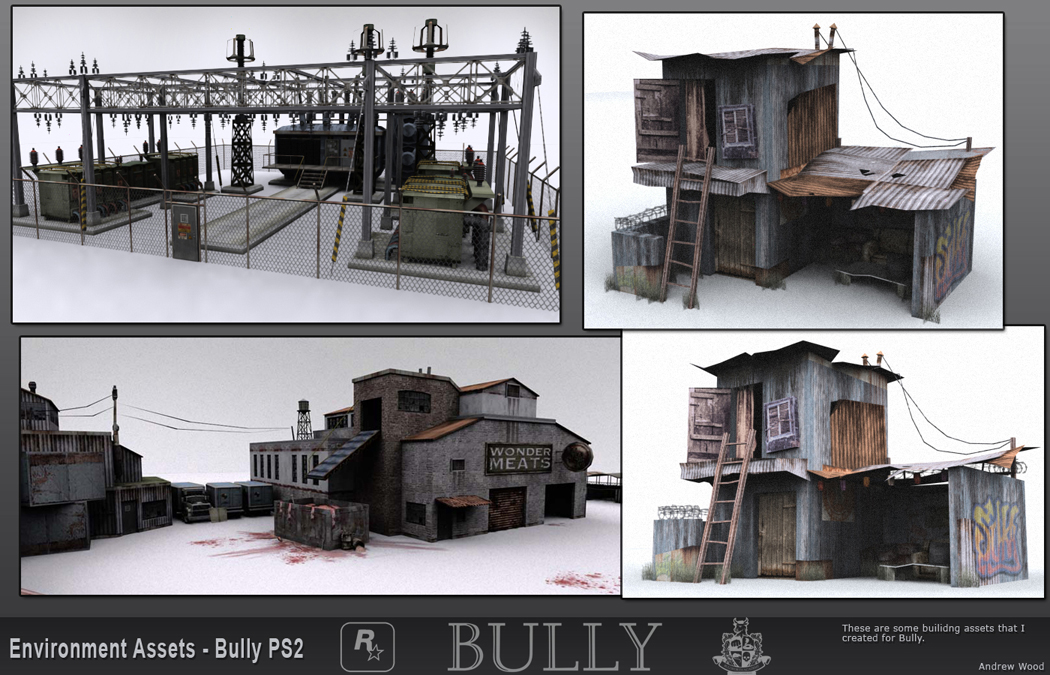 Some of the buildings related to the Dropouts' Hideout in Blue Skies.