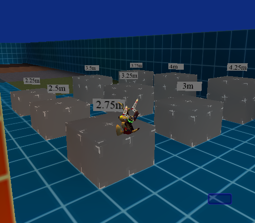 Nine different platforms of varying heights. Nine different platforms of varying heights.